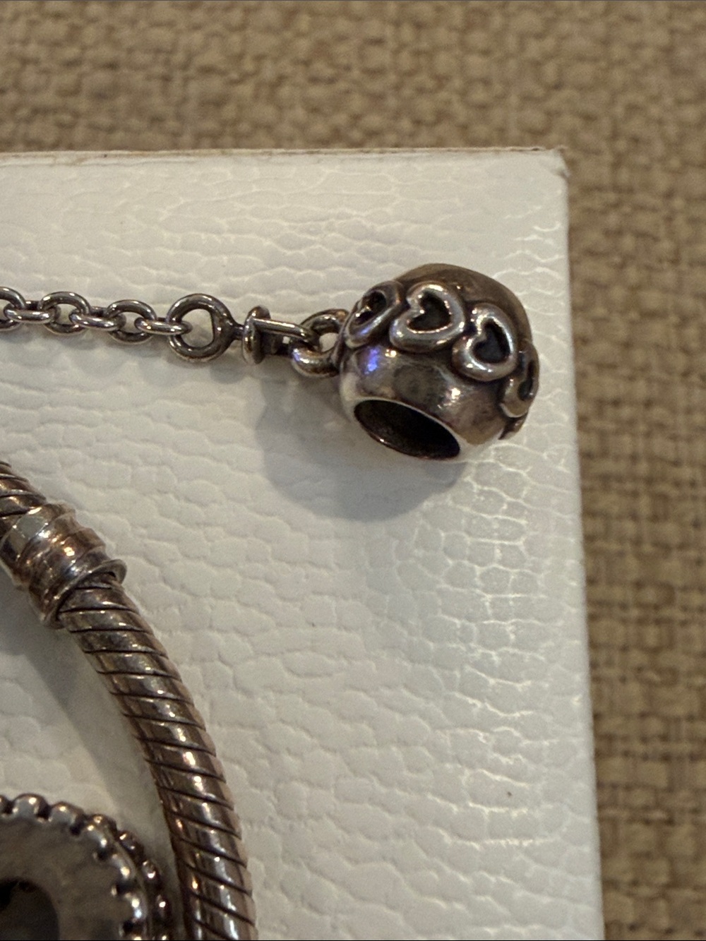 Pandora Sterling Silver Charm Bracelet with Cross and Decorative Beads. size: 7” - Picture 10 of 13
